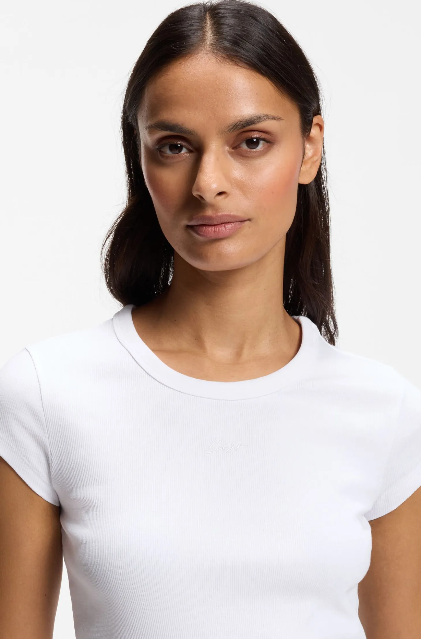 Slim-fit T-shirt in stretch cotton with embroidered logo