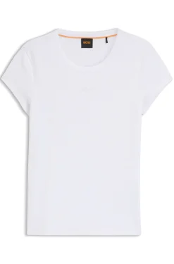 Slim-fit T-shirt in stretch cotton with embroidered logo