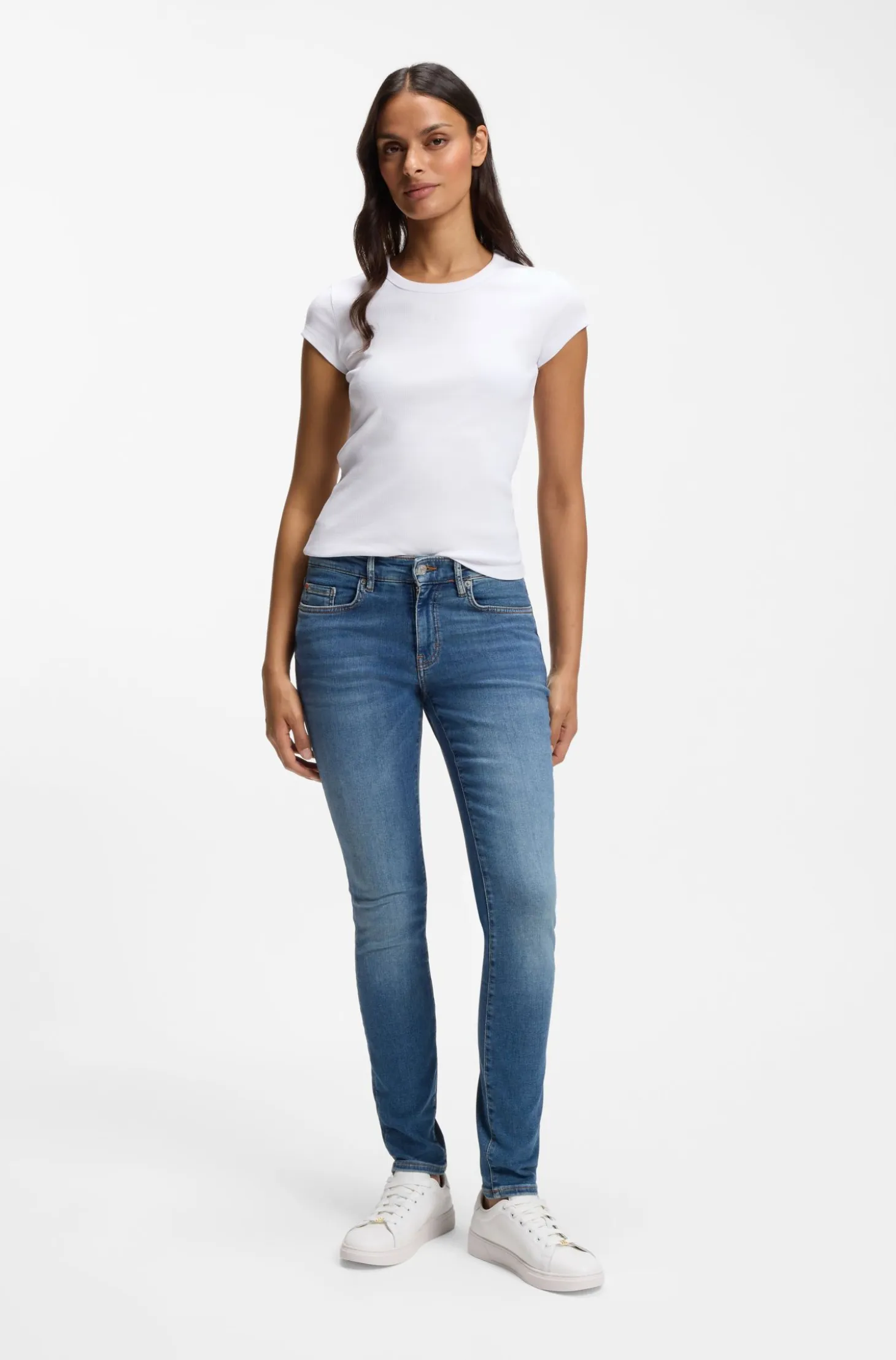 Slim-fit T-shirt in stretch cotton with embroidered logo