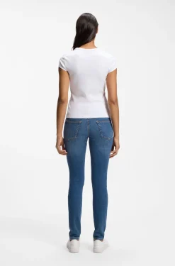 Slim-fit T-shirt in stretch cotton with embroidered logo