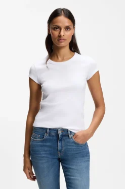 Slim-fit T-shirt in stretch cotton with embroidered logo