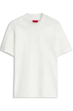 Slim-fit T-shirt in stretch cotton with stand collar