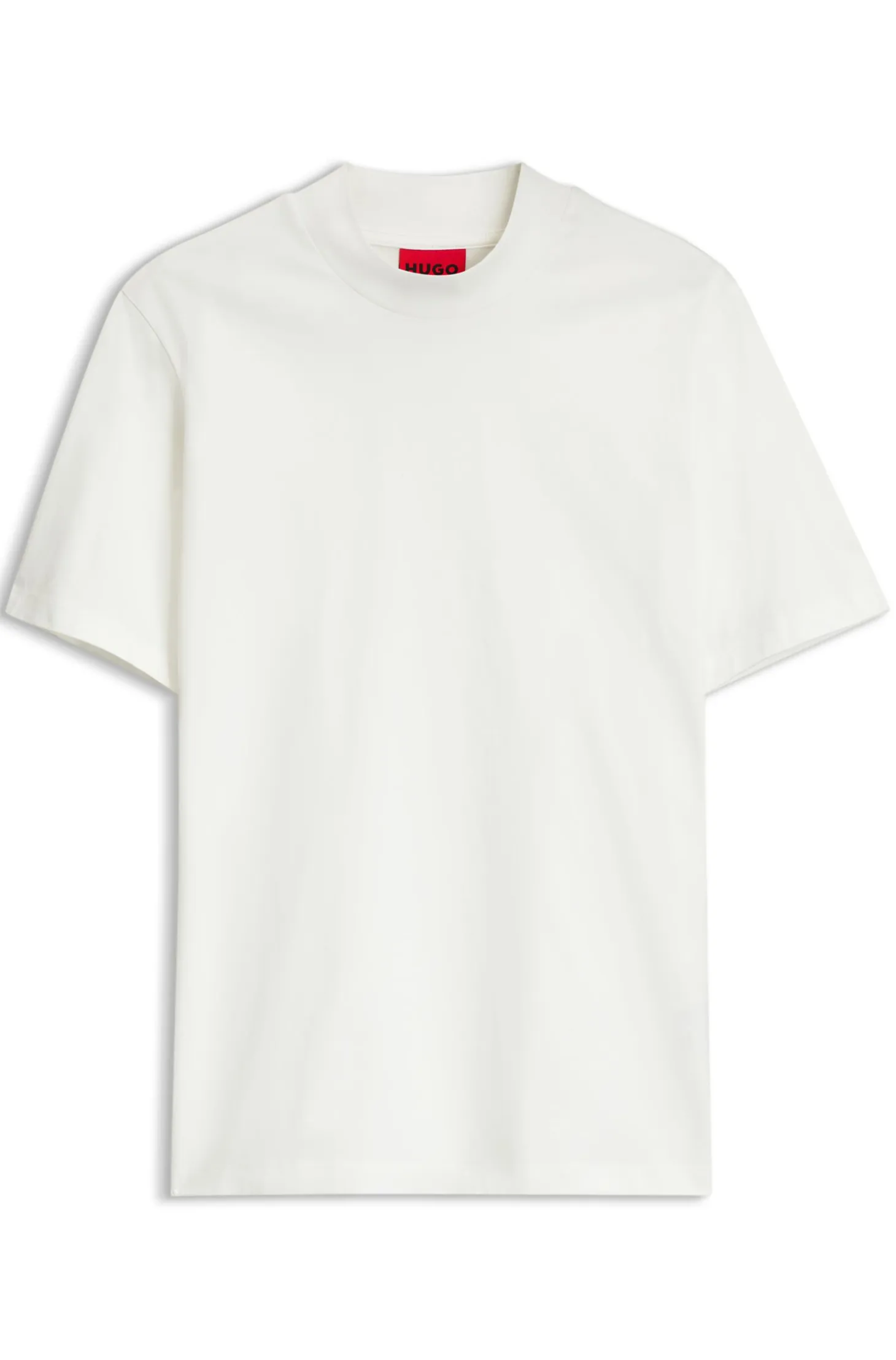 Slim-fit T-shirt in stretch cotton with stand collar