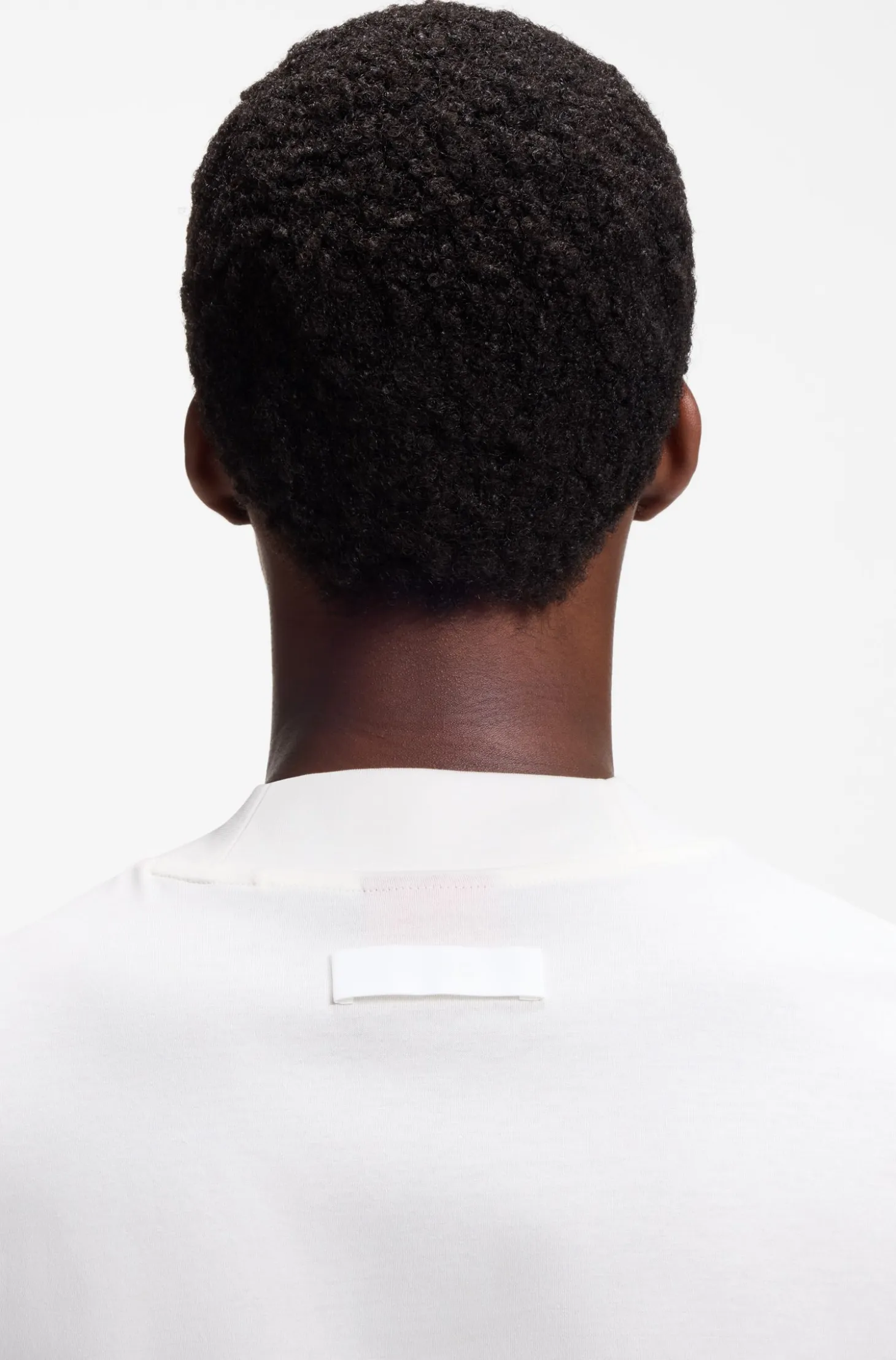Slim-fit T-shirt in stretch cotton with stand collar
