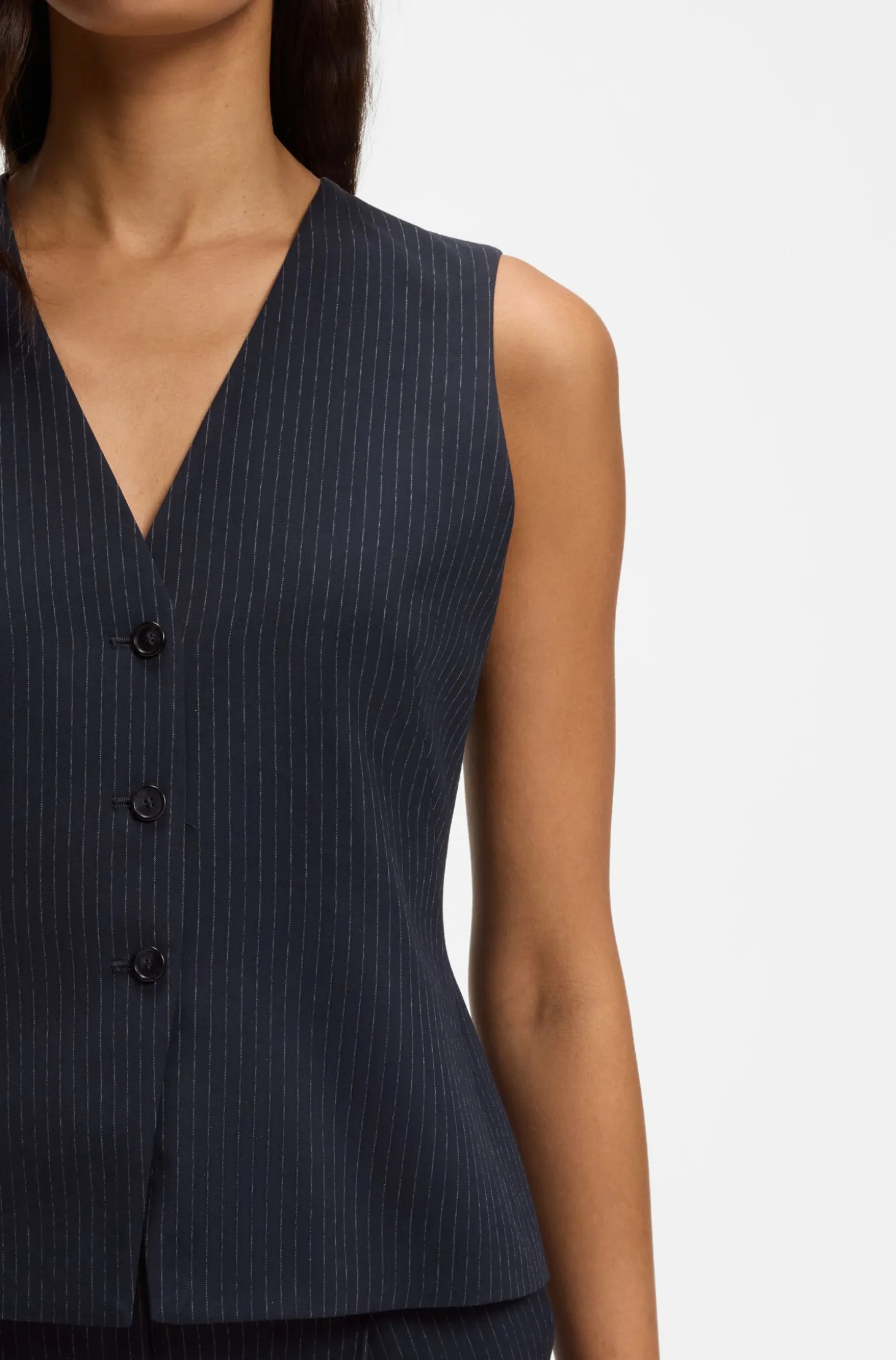Slim-fit waistcoat in pinstripe stretch crepe