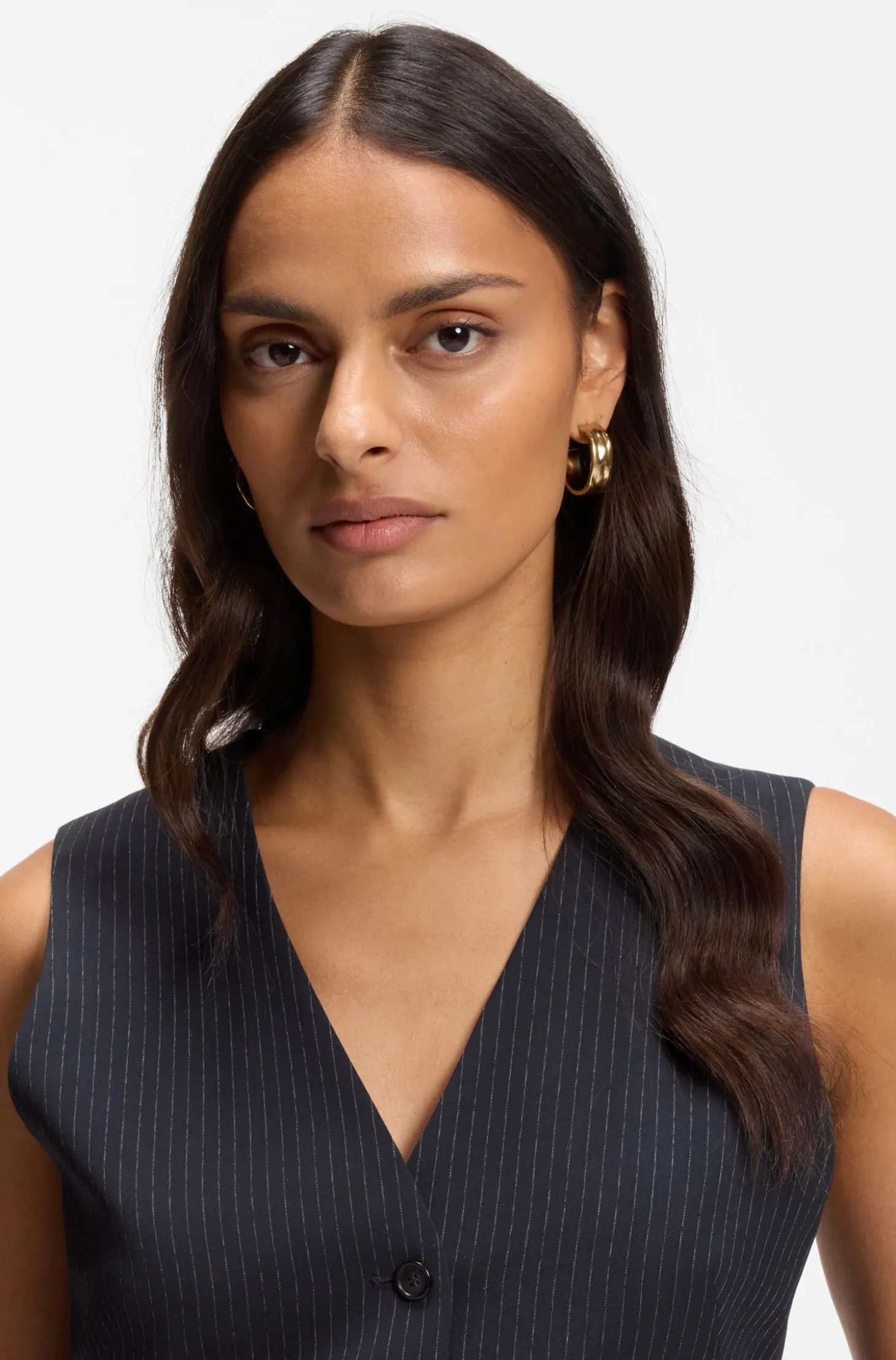 Slim-fit waistcoat in pinstripe stretch crepe