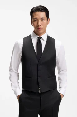 Slim-fit waistcoat in virgin-wool serge