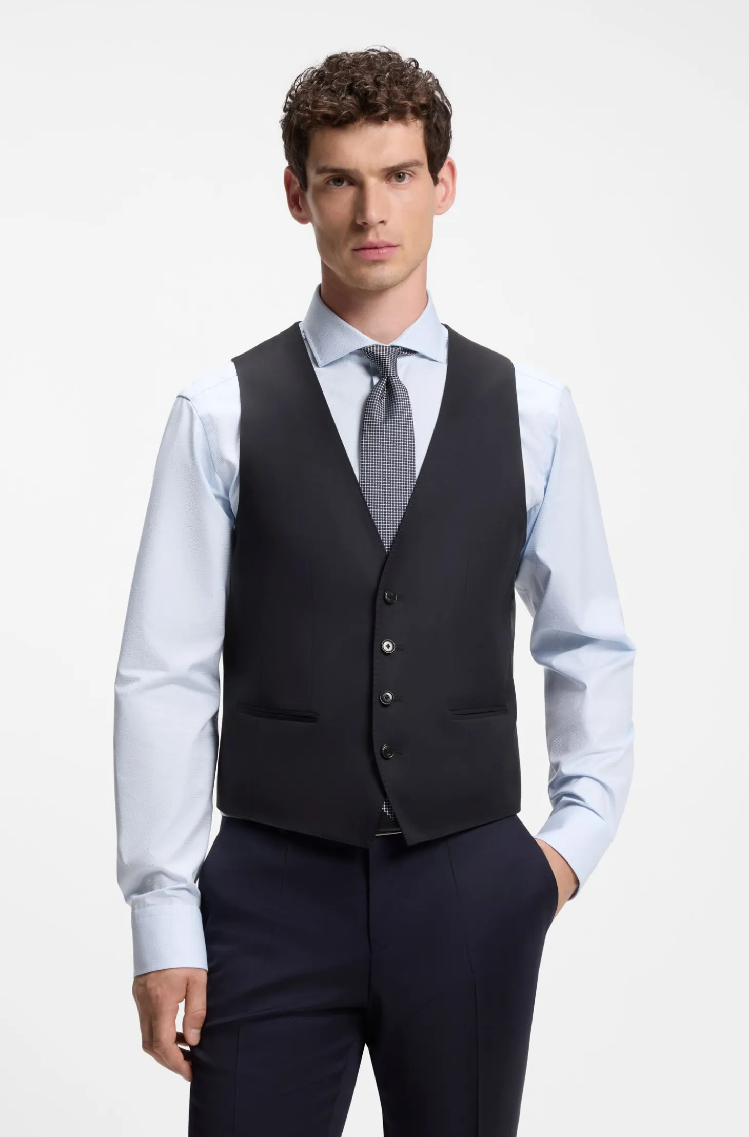 Slim-fit waistcoat in virgin-wool serge