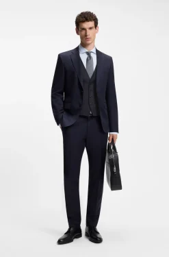 Slim-fit waistcoat in virgin-wool serge