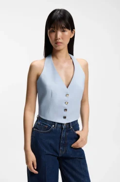 Slim-fit waistcoat with halterneck