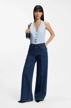 Slim-fit waistcoat with halterneck
