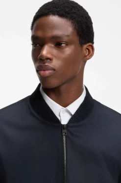 Slim-fit zip-up jacket in stretch-cotton twill
