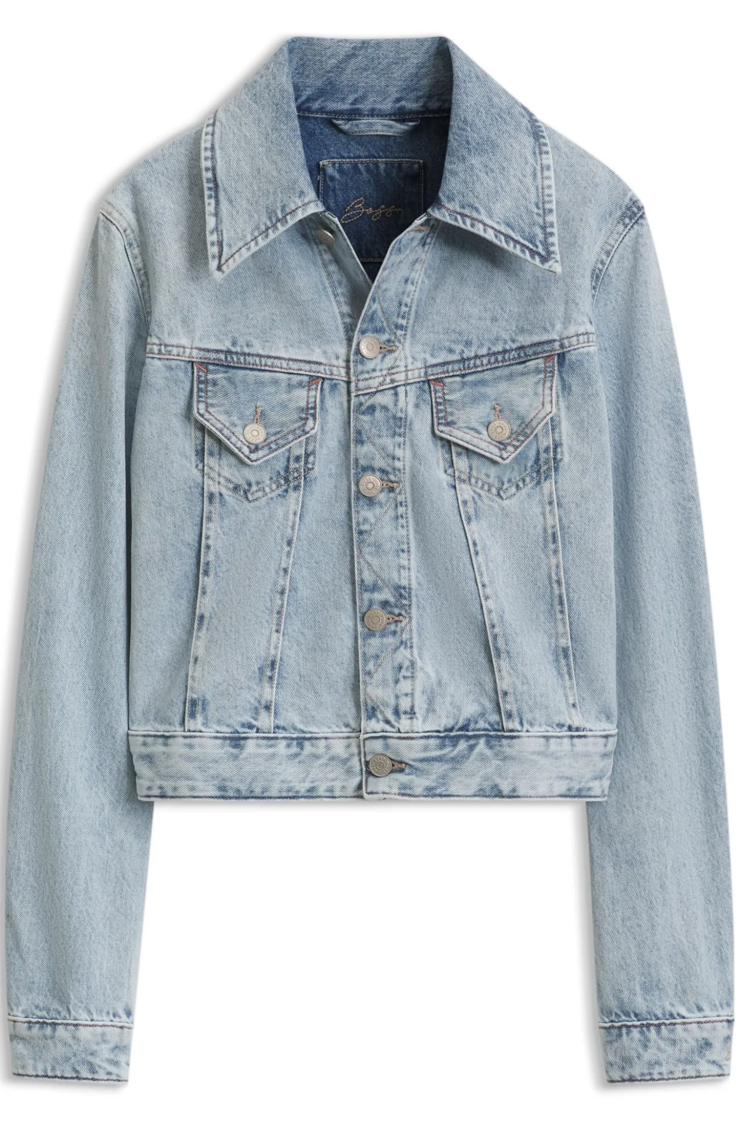 Slim trucker jacket with marble-wash denim