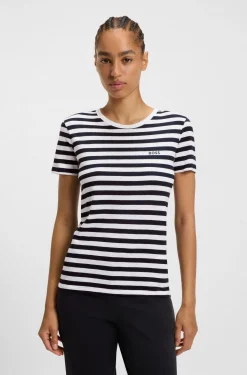 Slub-cotton T-shirt with horizontal stripe
