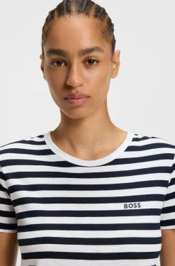 Slub-cotton T-shirt with horizontal stripe