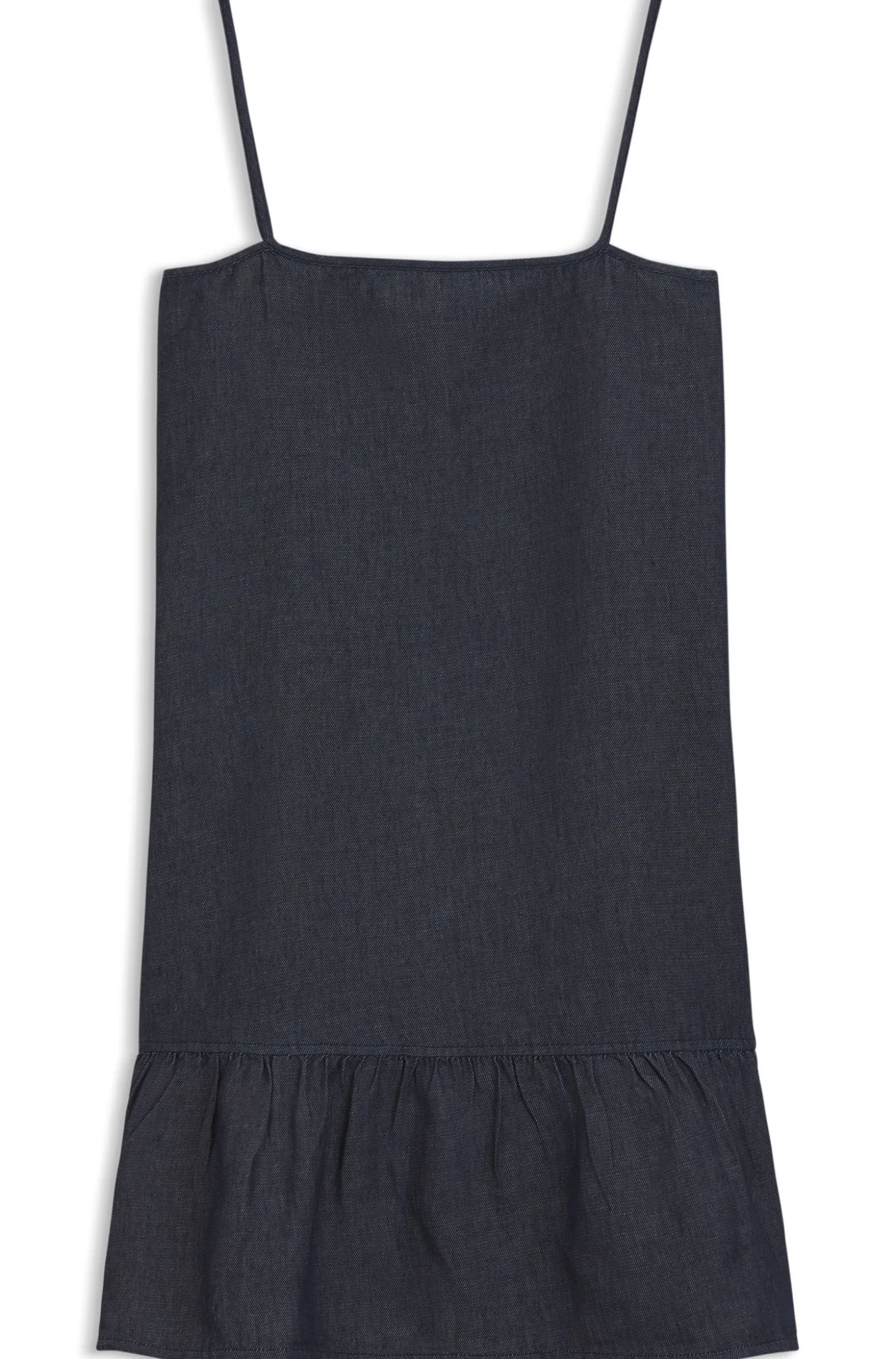 Spaghetti-strap dress in cotton-blend denim