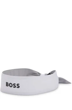 Sports headband in stretch twill with printed logo