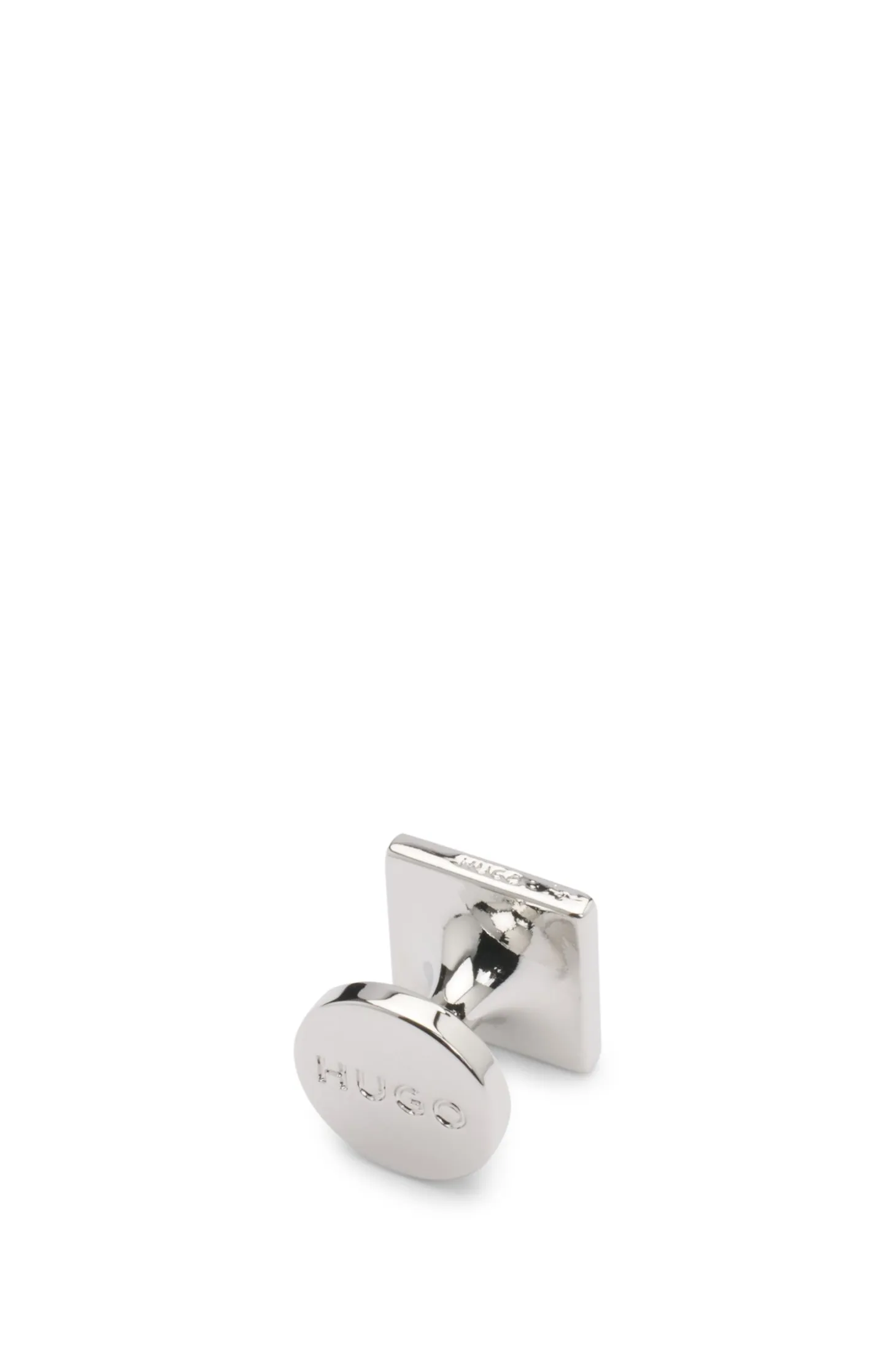 Square cufflinks with enamel core and logo