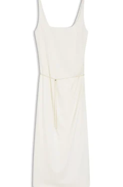 Square-neck dress with golden chain belt