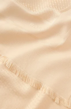 Square scarf in silk and wool with logo details