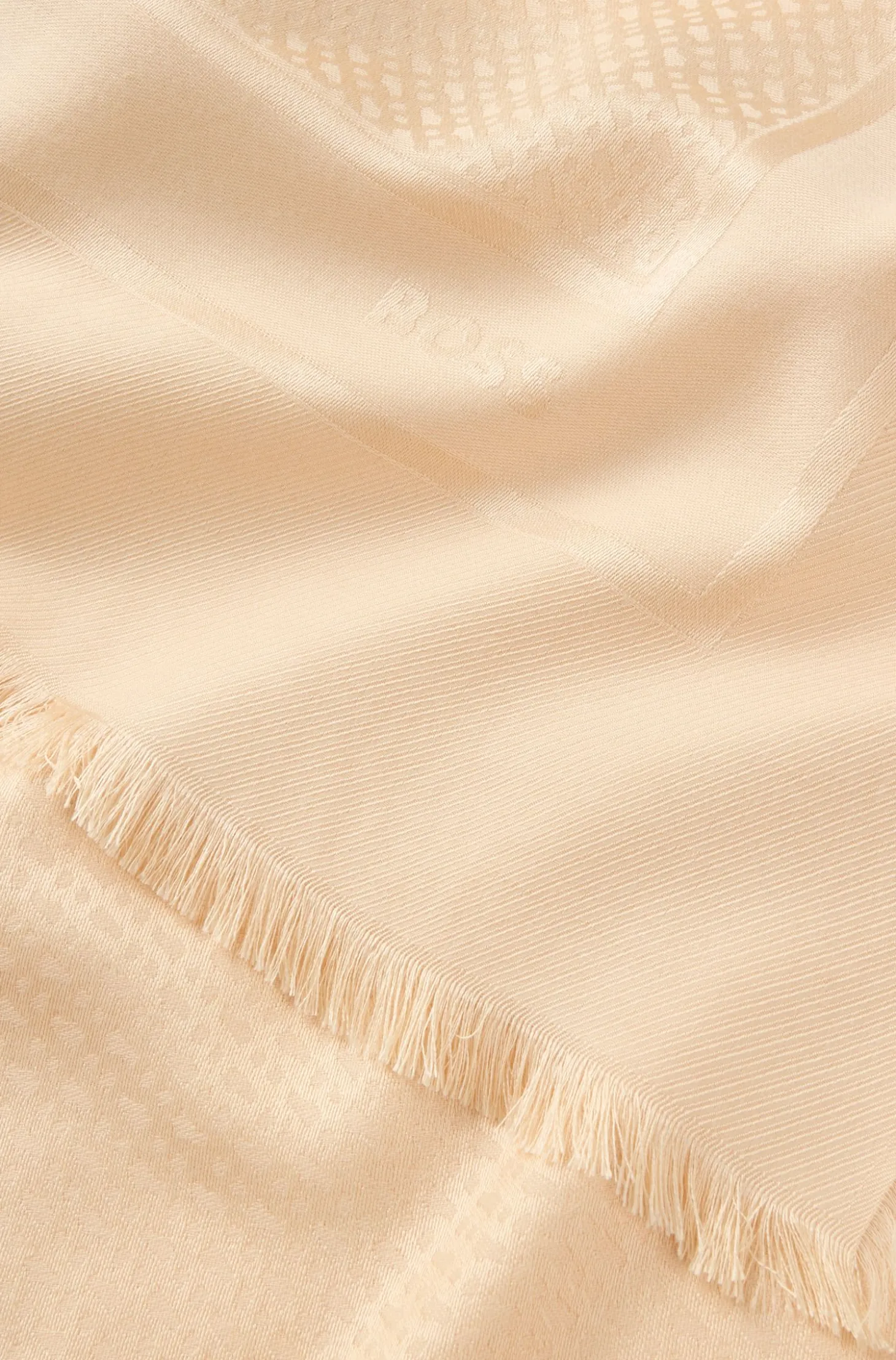 Square scarf in silk and wool with logo details