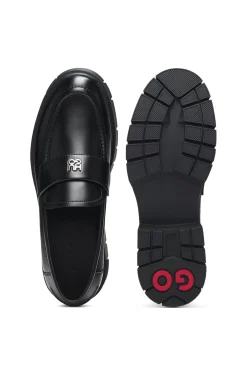 Stacked-logo loafers in faux leather