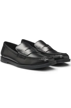 Stacked-logo loafers in faux leather