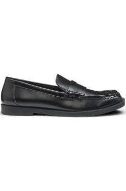 Stacked-logo loafers in faux leather