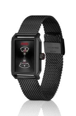 #Steeze Undercover black-plated watch with jump-hour dial