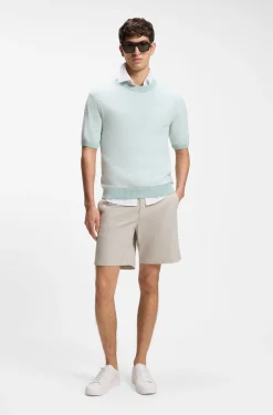 Straight-fit chino shorts in cotton-blend poplin