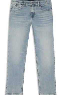 Straight-fit jeans in blue stretch denim