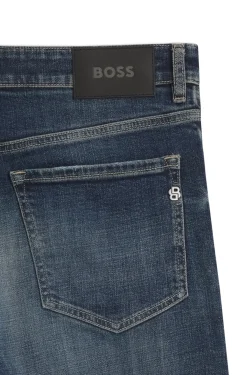 Straight-fit jeans in dark-blue stretch denim