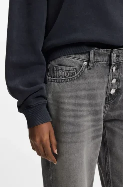 Straight-fit jeans in grey denim with buttoned fly