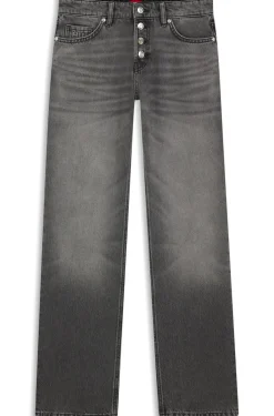 Straight-fit jeans in grey denim with buttoned fly