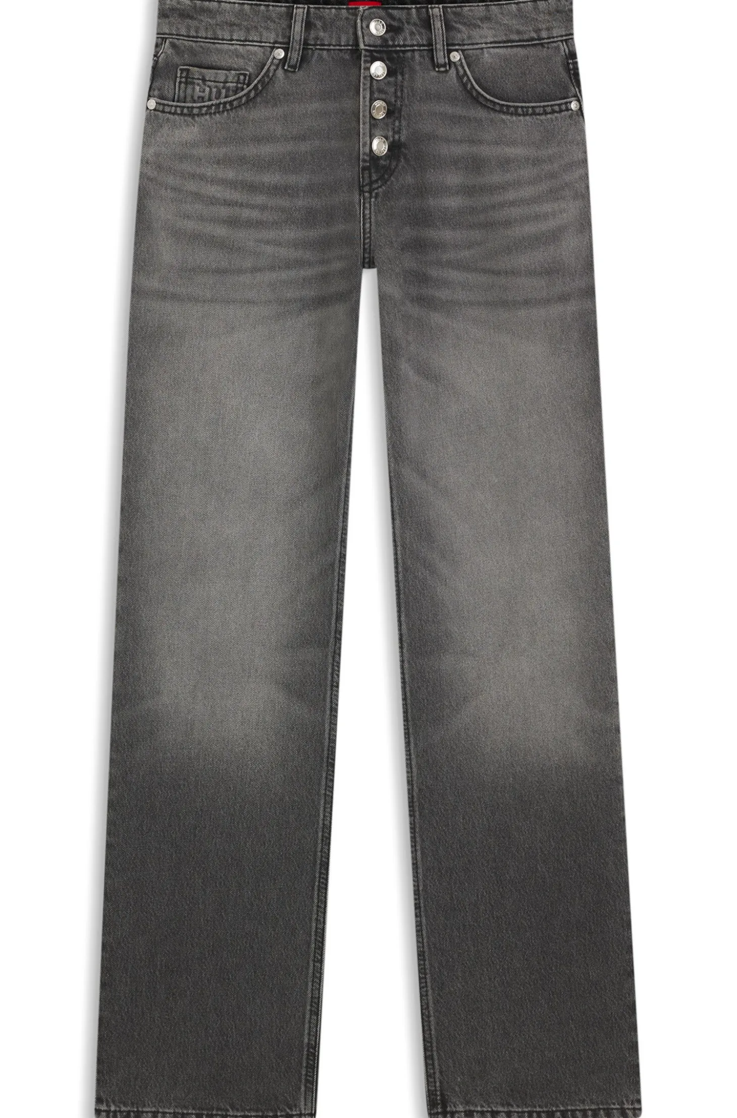 Straight-fit jeans in grey denim with buttoned fly