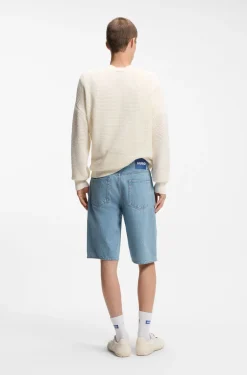 Straight-fit shorts in vintage-blue denim