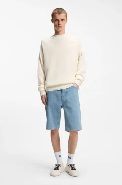 Straight-fit shorts in vintage-blue denim