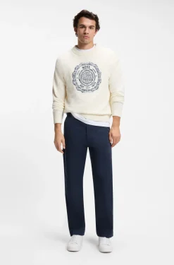 Straight-fit trousers in cotton-blend twill