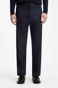 Straight-fit trousers in mercerised stretch cotton