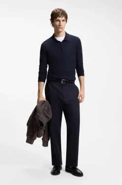 Straight-fit trousers in mercerised stretch cotton