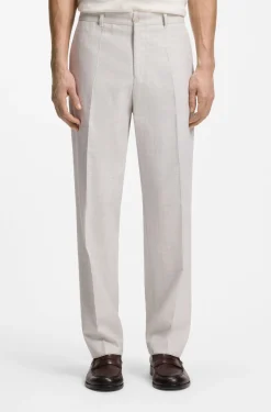 Straight-fit trousers in virgin wool and cotton
