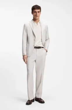 Straight-fit trousers in virgin wool and cotton