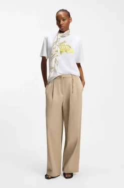 Straight-fit trousers with gold-tone carabiner chain