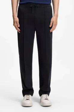 Straight-fit wool-blend trousers with drawstring waist