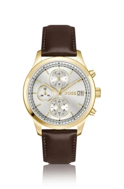 Stratus chronograph watch with brown leather strap