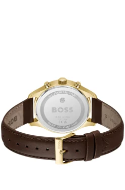 Stratus chronograph watch with brown leather strap