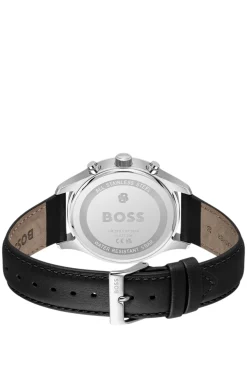 Stratus chronograph watch with black leather strap