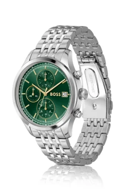 Stratus green-dial chronograph watch with link bracelet