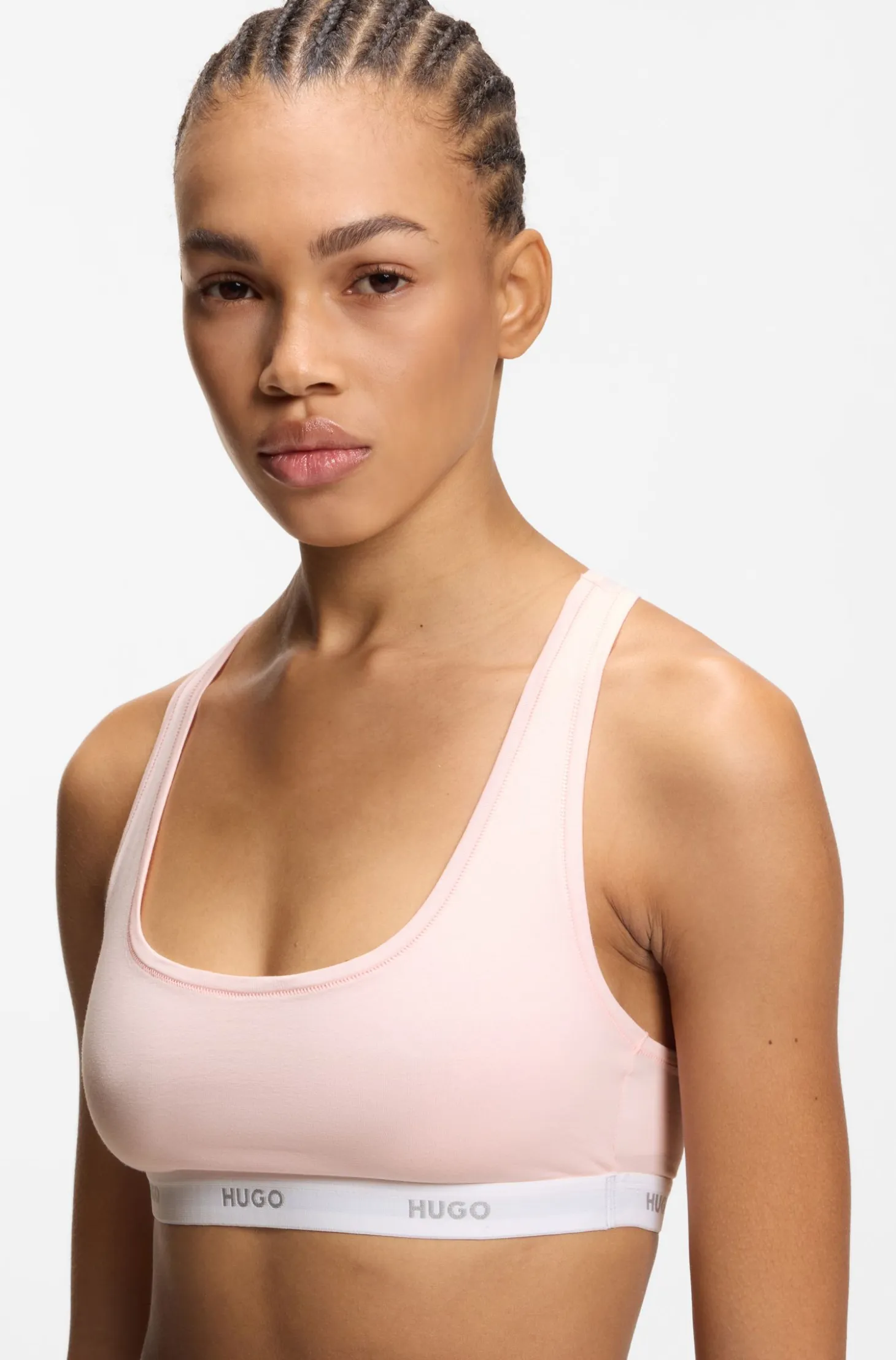 Stretch-cotton bralette with repeat logos
