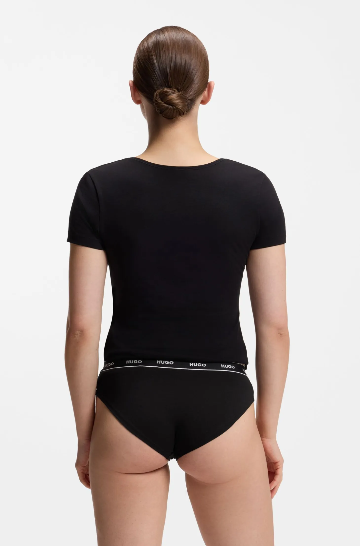 Stretch-cotton briefs with logo waistband
